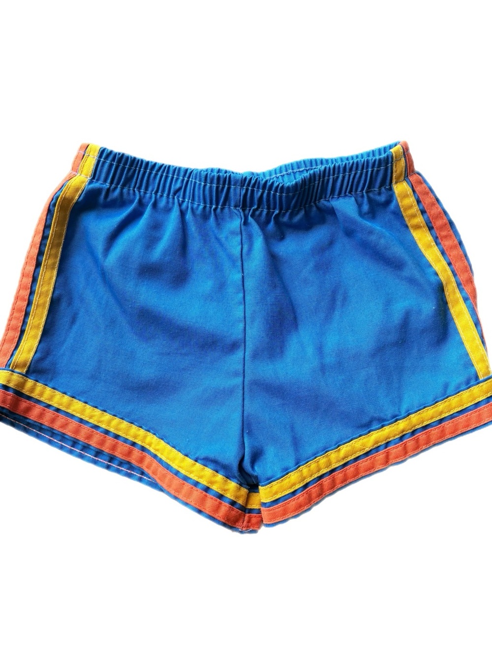 Vintage Sears Blue Kids Athletic Shorts with Yellow & Orange Trim